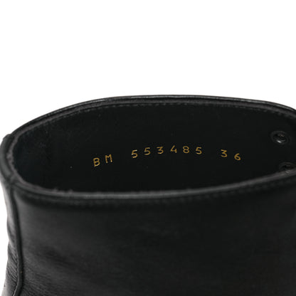 Saint Laurent Kangaroo Calfskin Womens Army 20 Lace Up Booties 36 Black 7 of 8