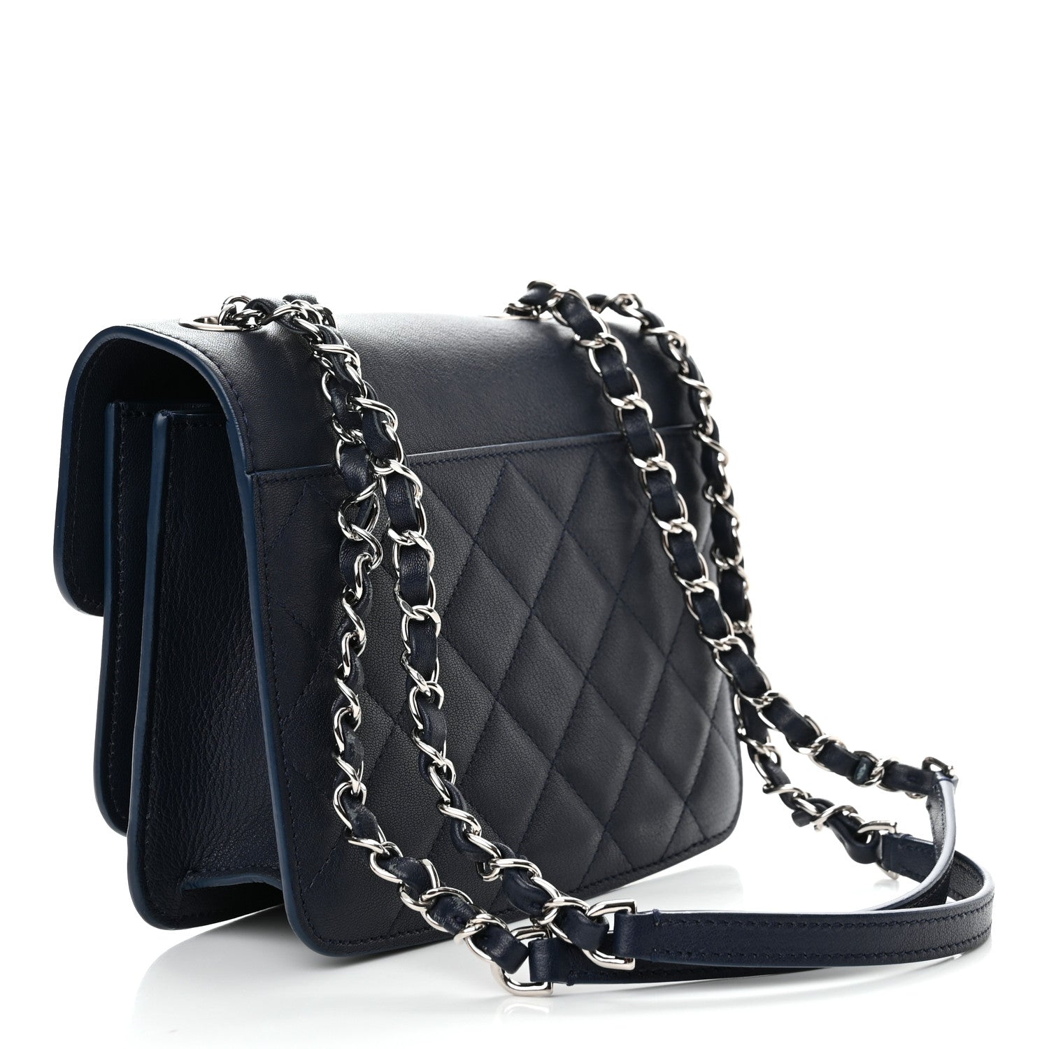 Chanel Goatskin Quilted Small CC Box Flap Navy Navy 3 of 10