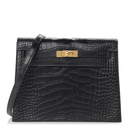 Hermes Matte Alligator Kelly Danse II Belt Bag Black 1 of 9