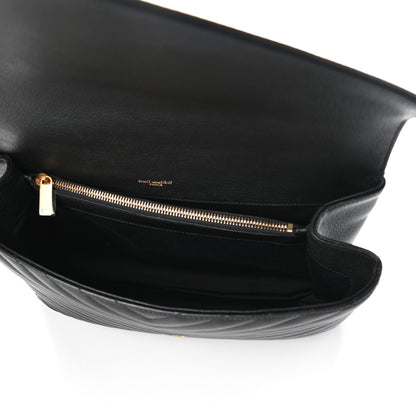 Saint Laurent Sheepskin Matelasse Chevron Monogram Large College Satchel Black 5 of 9