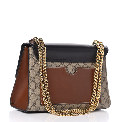 Gucci GG Supreme Monogram Calfskin Medium Padlock Shoulder Bag Beige Black Cuir 3 of 14