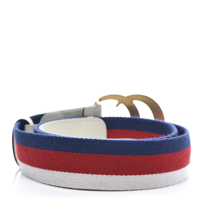 Gucci Nylon Calfskin Sylvie Web Double G 40mm Belt 95 38 Mystic White Hibiscus Red Maritime 2 of 7
