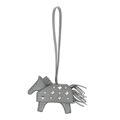 Hermes Milo Lambskin Studded Grigri Rodeo Robeo Rock Horse Bag Charm PM Gris Pantin 1 of 5
