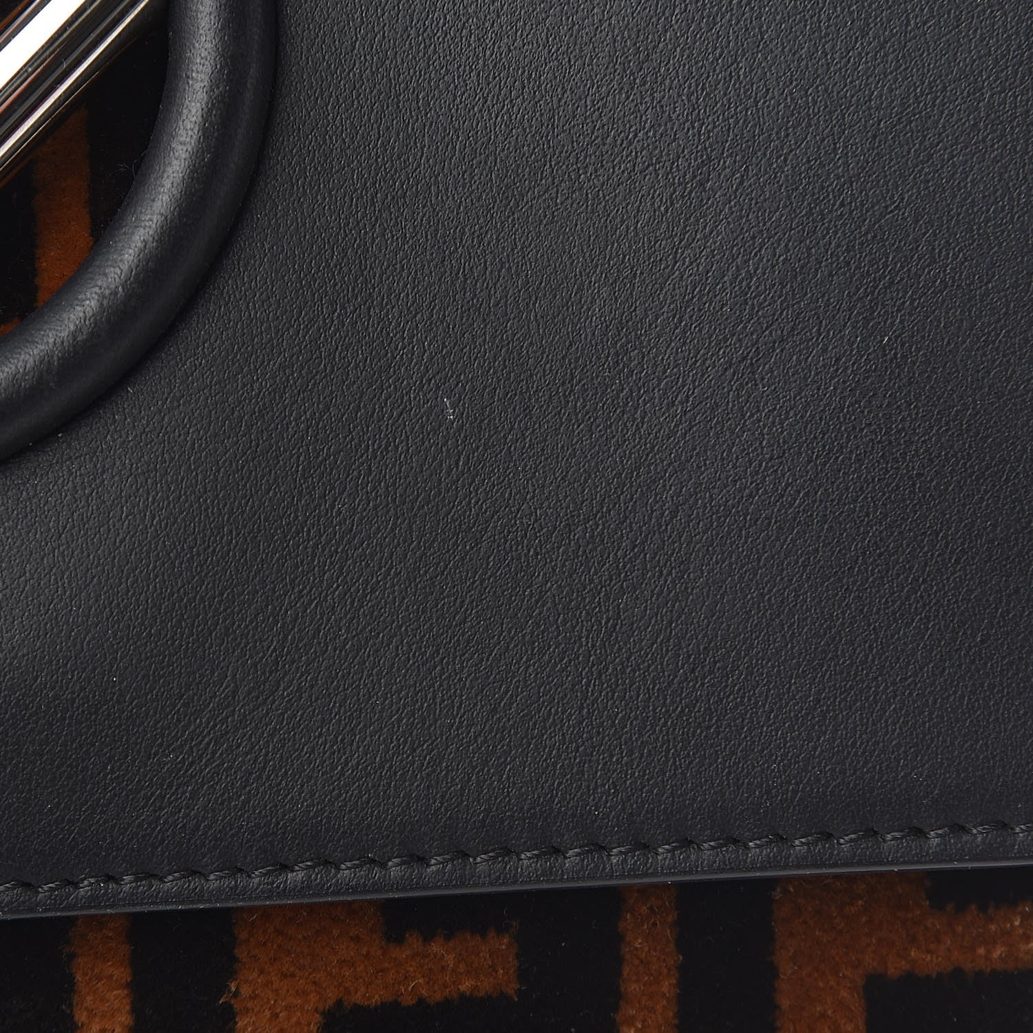 Fendi Vitello Century Velvet F is Fendi FF Small Kan I Shoulder Bag Black Tobacco 9 of 11