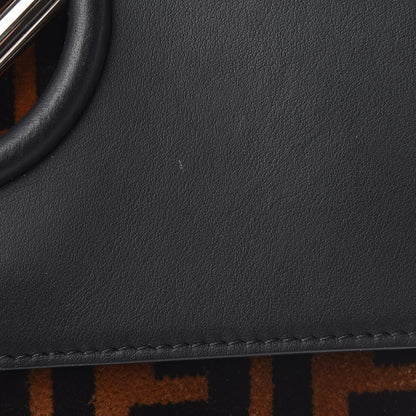 Fendi Vitello Century Velvet F is Fendi FF Small Kan I Shoulder Bag Black Tobacco 9 of 11