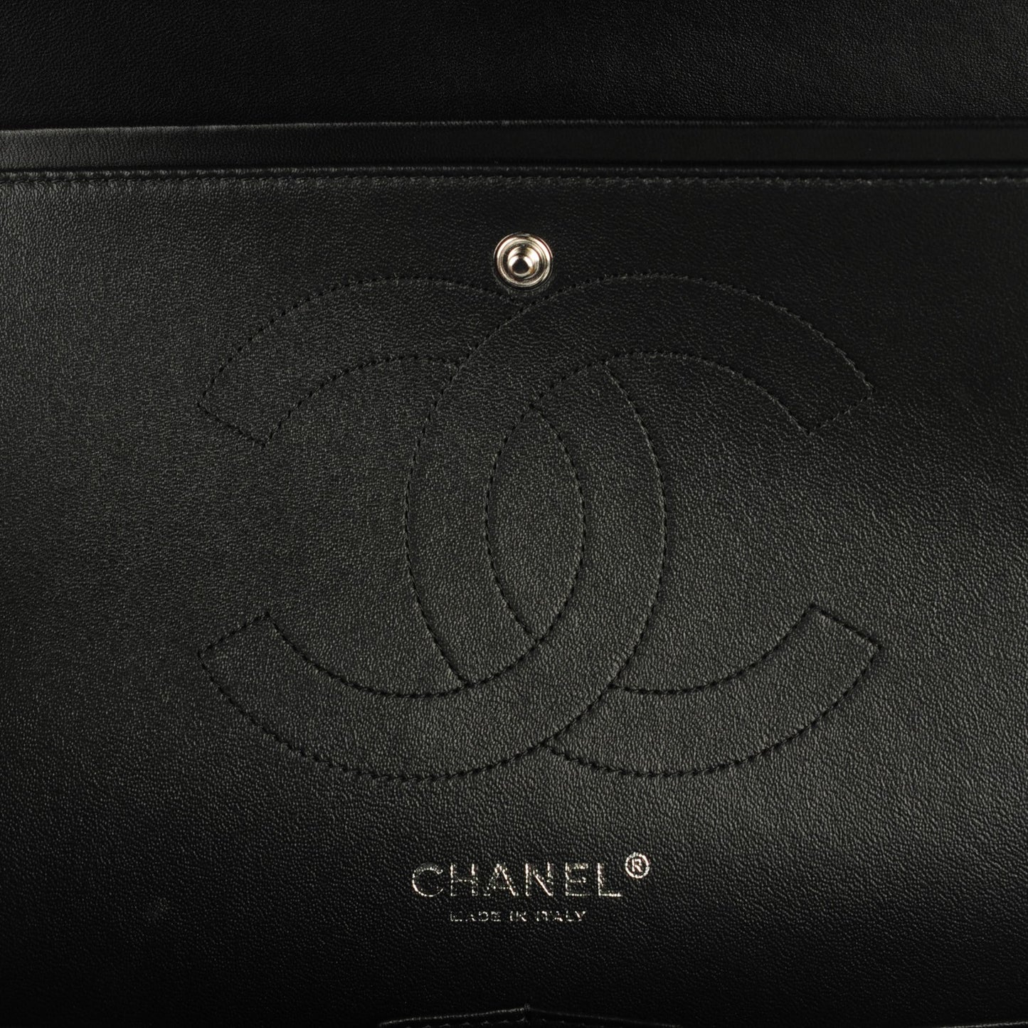 Lambskin Chevron Quilted Jumbo Double Flap So Black