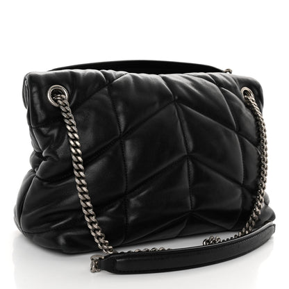 Saint Laurent Lambskin Quilted Small Loulou Puffer Monogram Chain Satchel Black 3 of 9