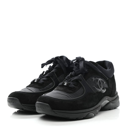 Chanel Nylon Calfskin Suede CC Sneakers 40 Black 3 of 8