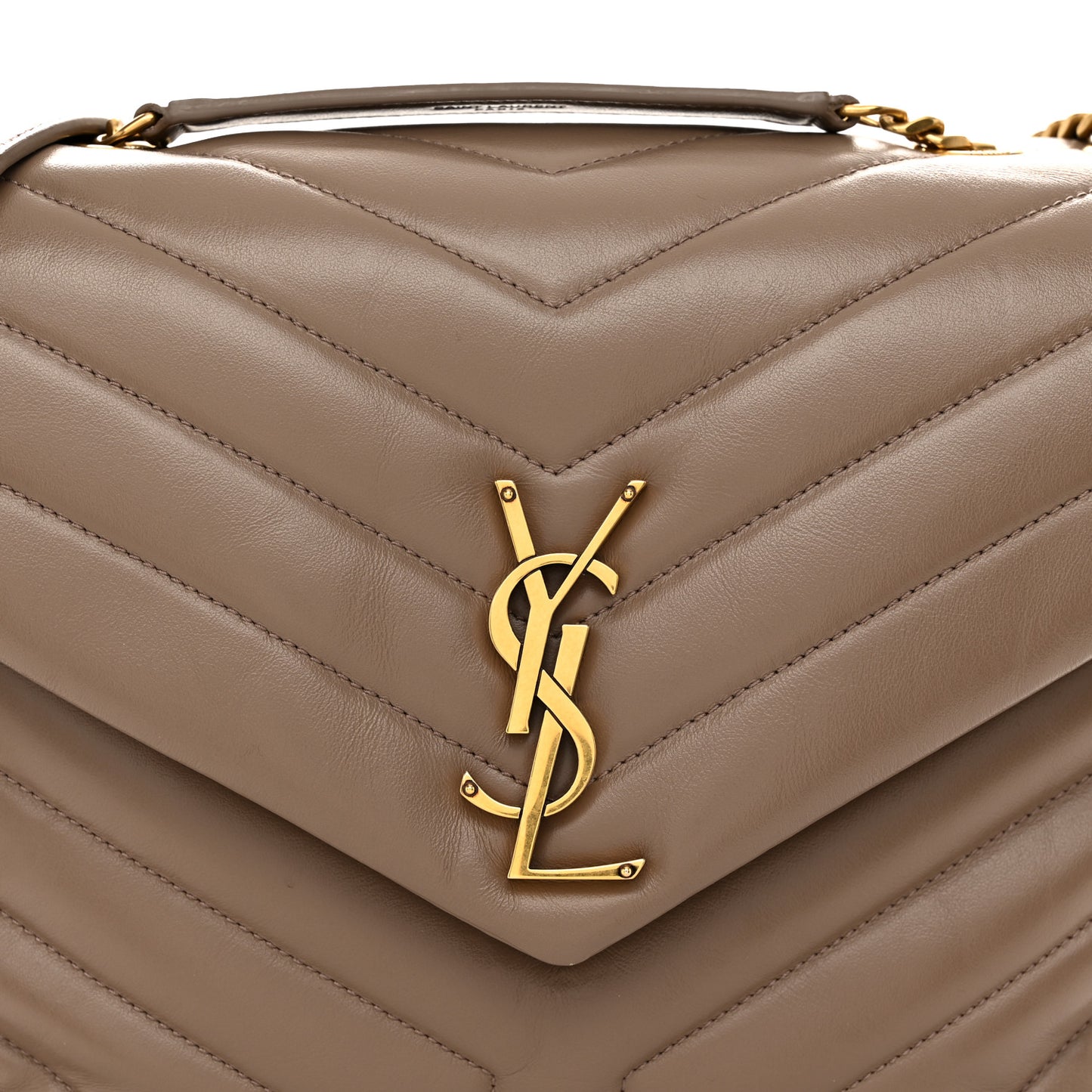Calfskin Y Quilted Monogram Medium Loulou Chain Satchel Dark Latte