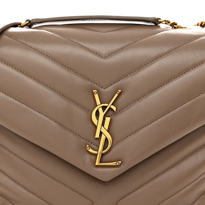 Saint Laurent Calfskin Y Quilted Monogram Medium Loulou Chain Satchel Dark Latte 9 of 11