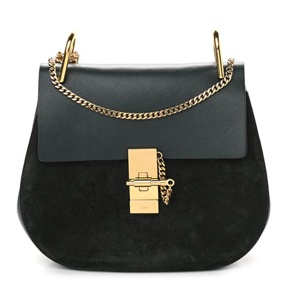 Chloe Suede Smooth Calfskin Drew Shoulder Bag Intense Green 1 of 8