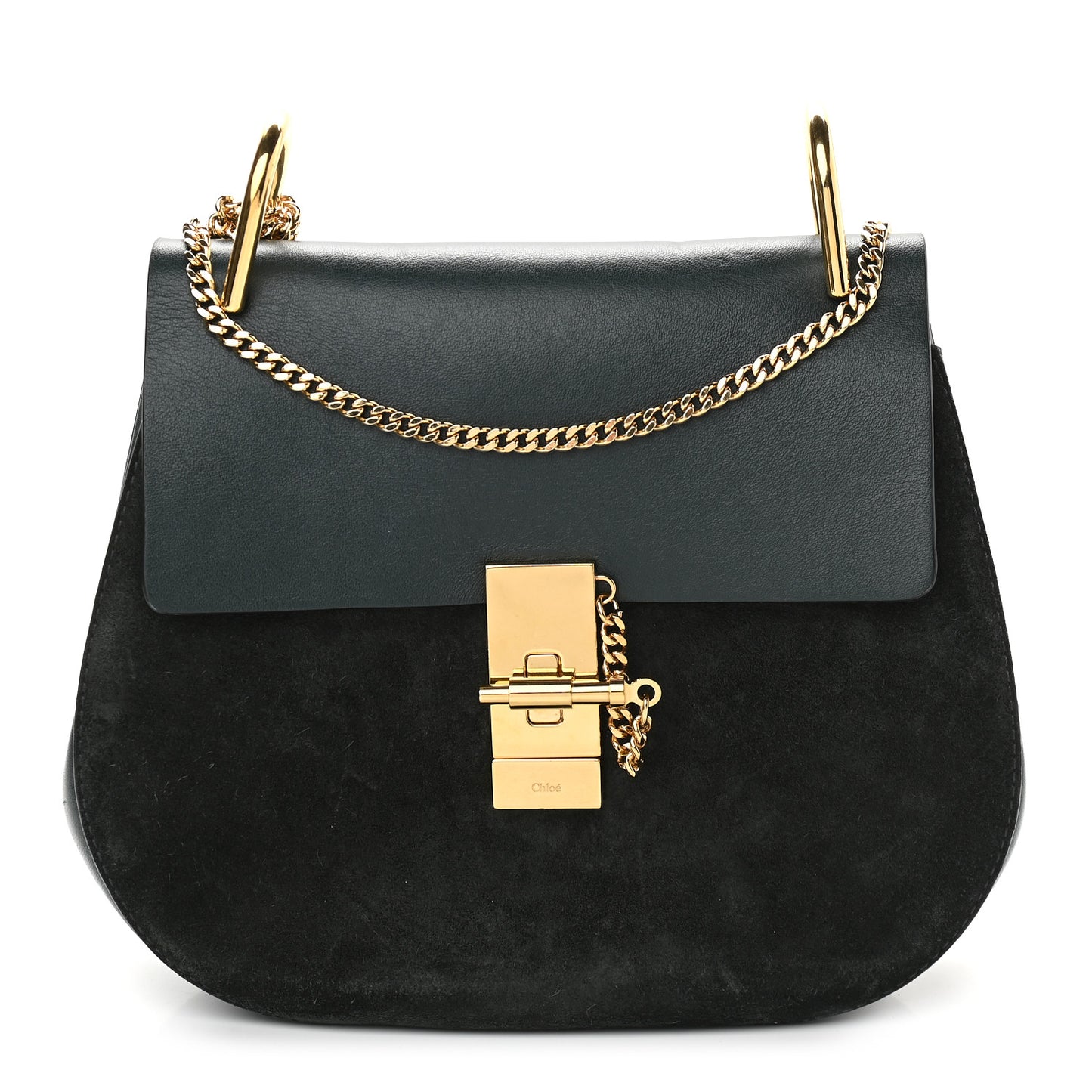 Suede Smooth Calfskin Drew Shoulder Bag Intense Green
