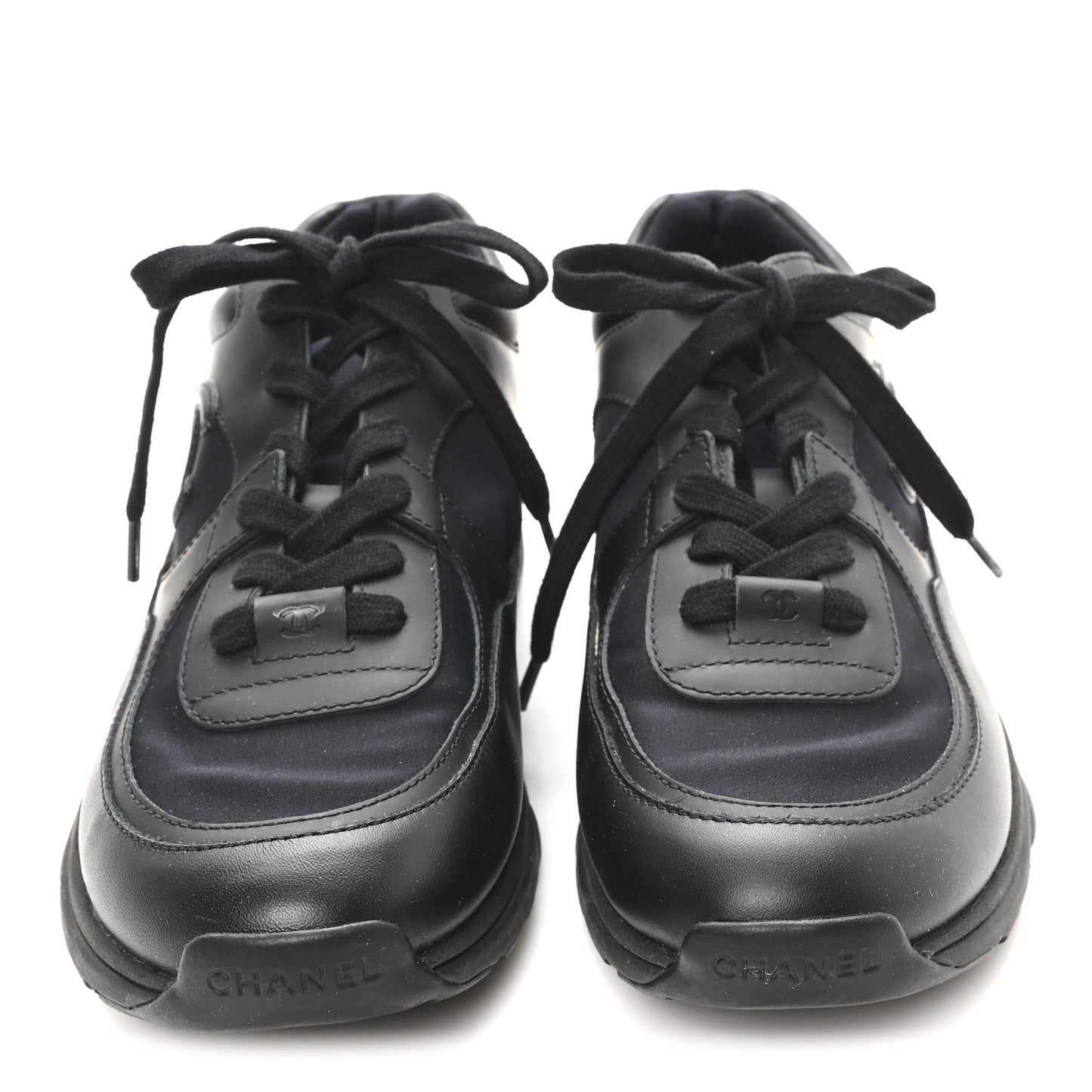 Lambskin Fabric CC Uniform Sneakers 39.5 Black