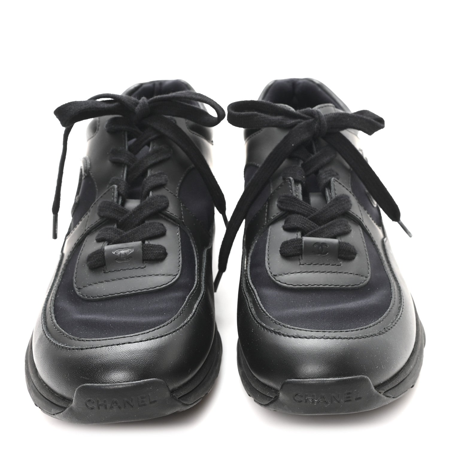 Chanel Lambskin Fabric CC Uniform Sneakers 39.5 Black 3 of 9