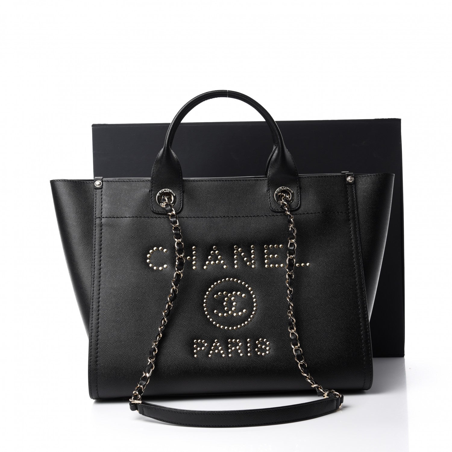 Chanel Caviar Small Studded Deauville Tote Black 11 of 11