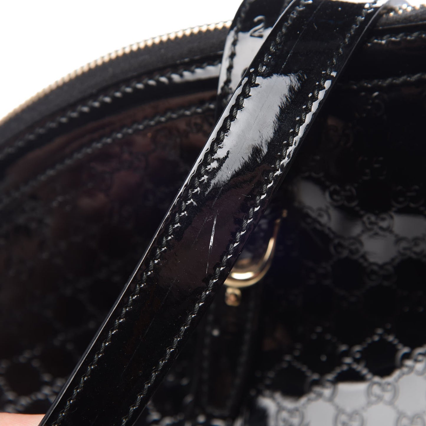 Patent Microguccissima Medium Nice Top Handle Dome Bag Black