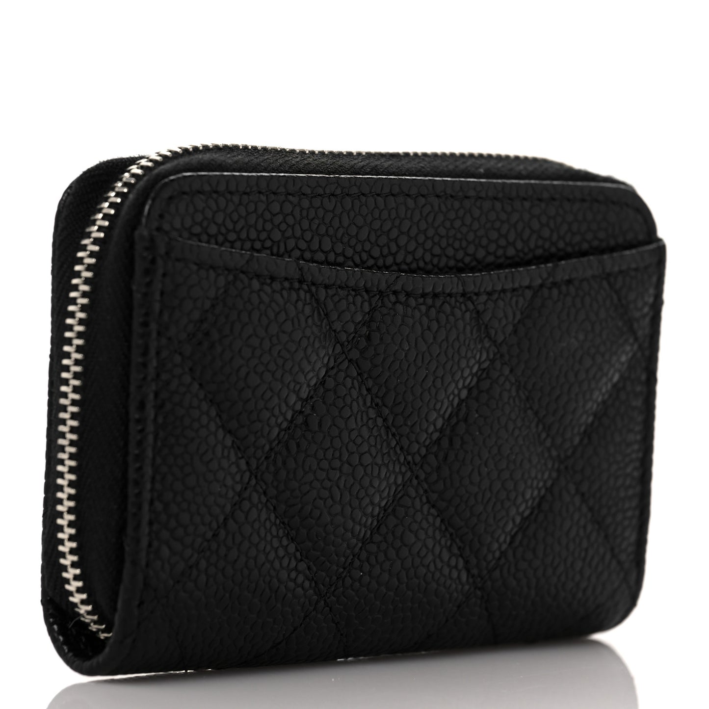 Caviar Quilted Classic Zipped Coin Purse Black