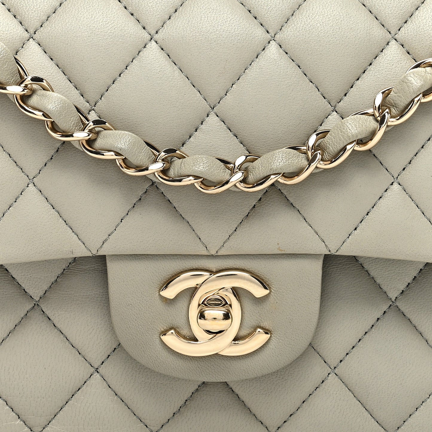 Lambskin Quilted Small Double Flap Grey