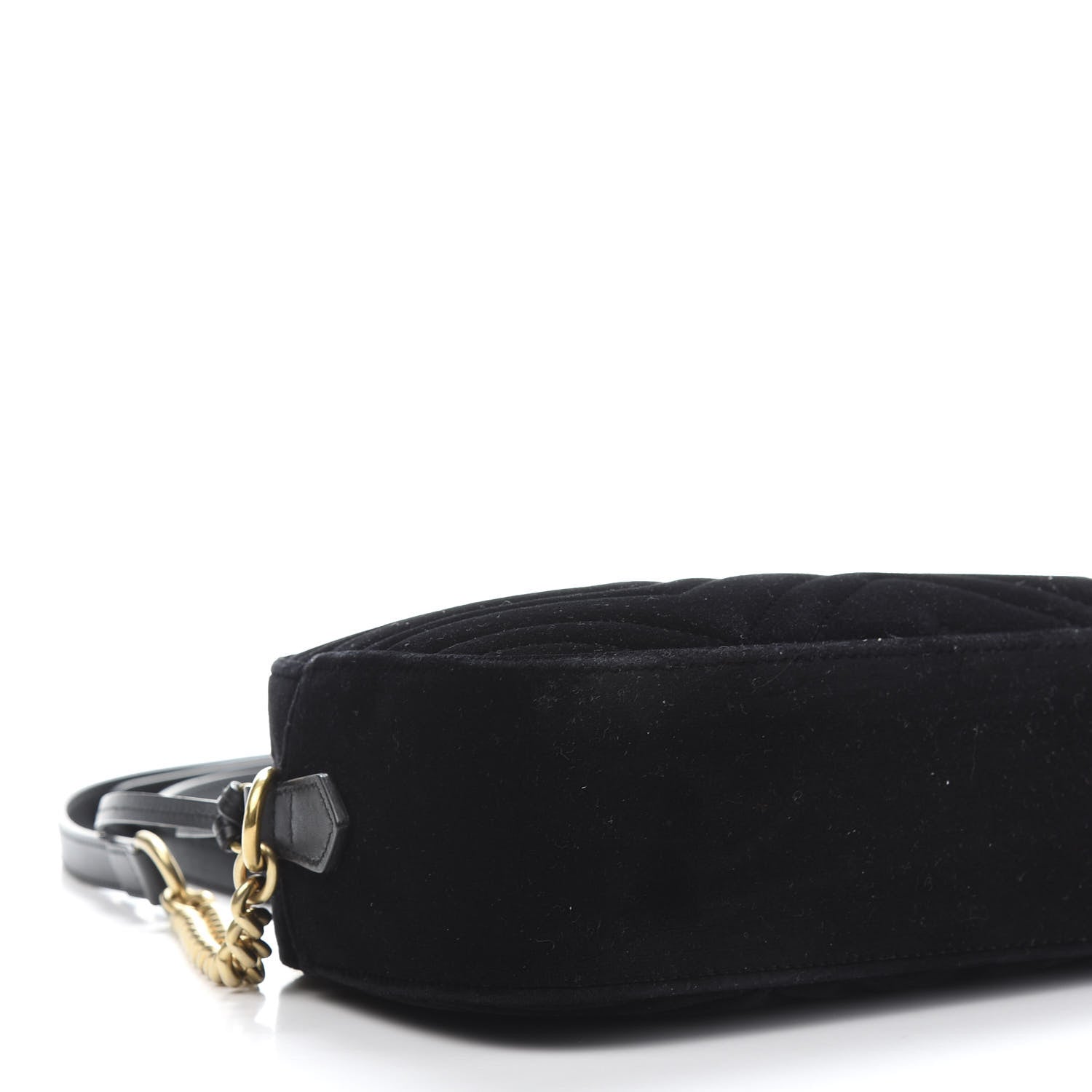 Gucci Velvet Matelasse Small GG Marmont Chain Shoulder Bag Black 9 of 11