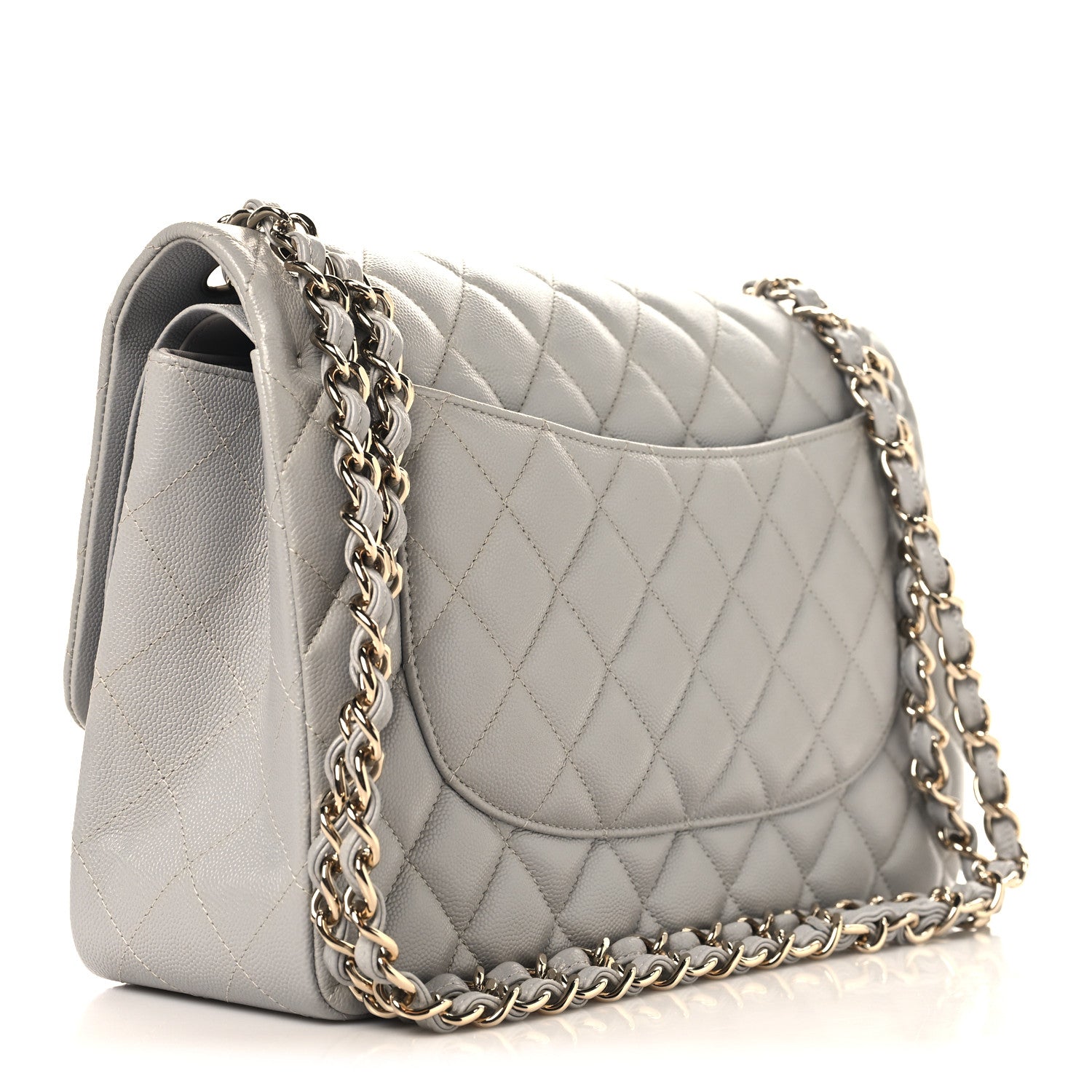 Chanel Caviar Quilted Jumbo Double Flap Grey 3 of 10