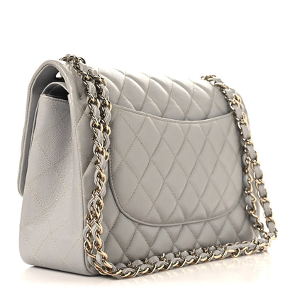 Chanel Caviar Quilted Jumbo Double Flap Grey 3 of 10
