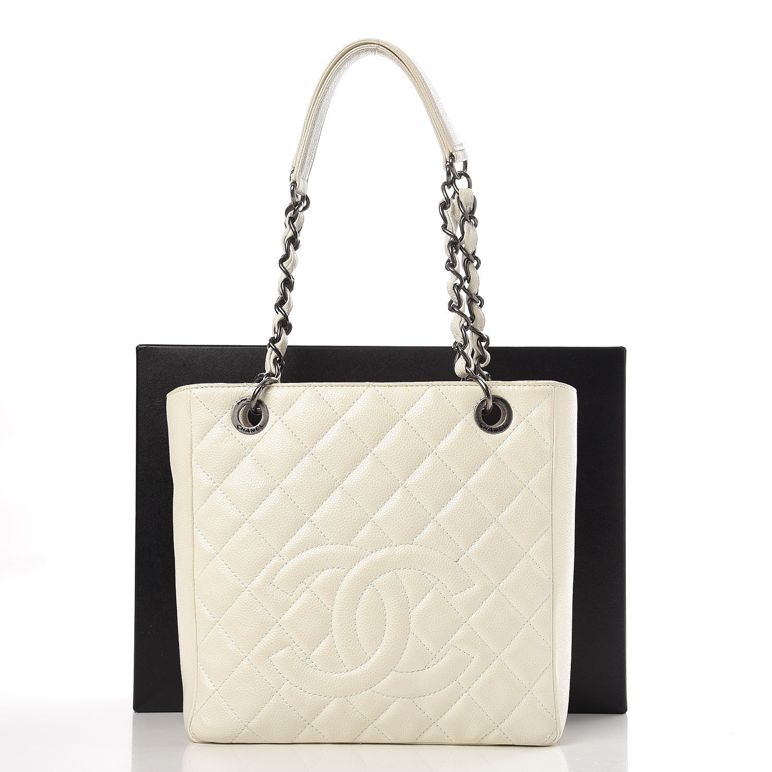 Chanel Caviar Quilted Petit Shopping Tote PST White 20 of 20