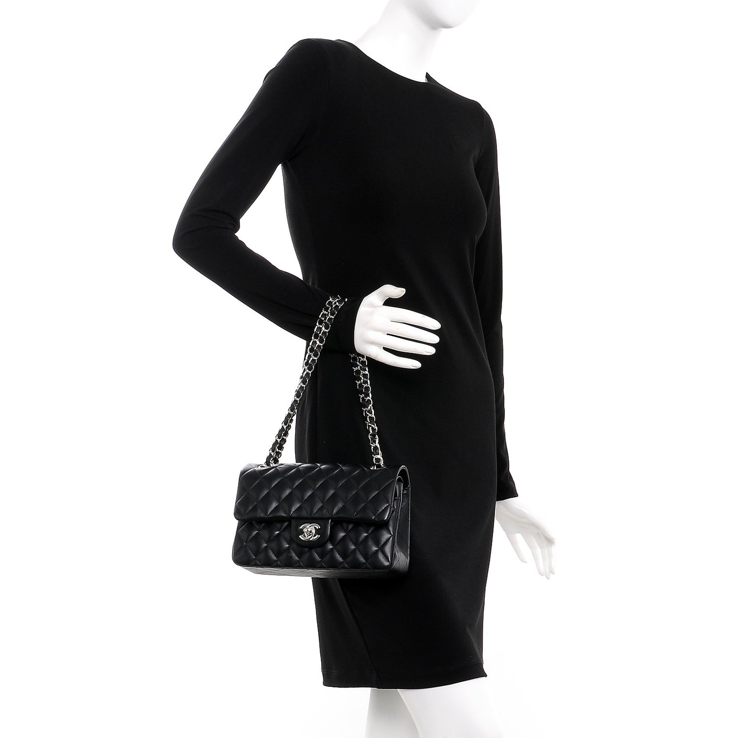 Lambskin Quilted Small Double Flap Black