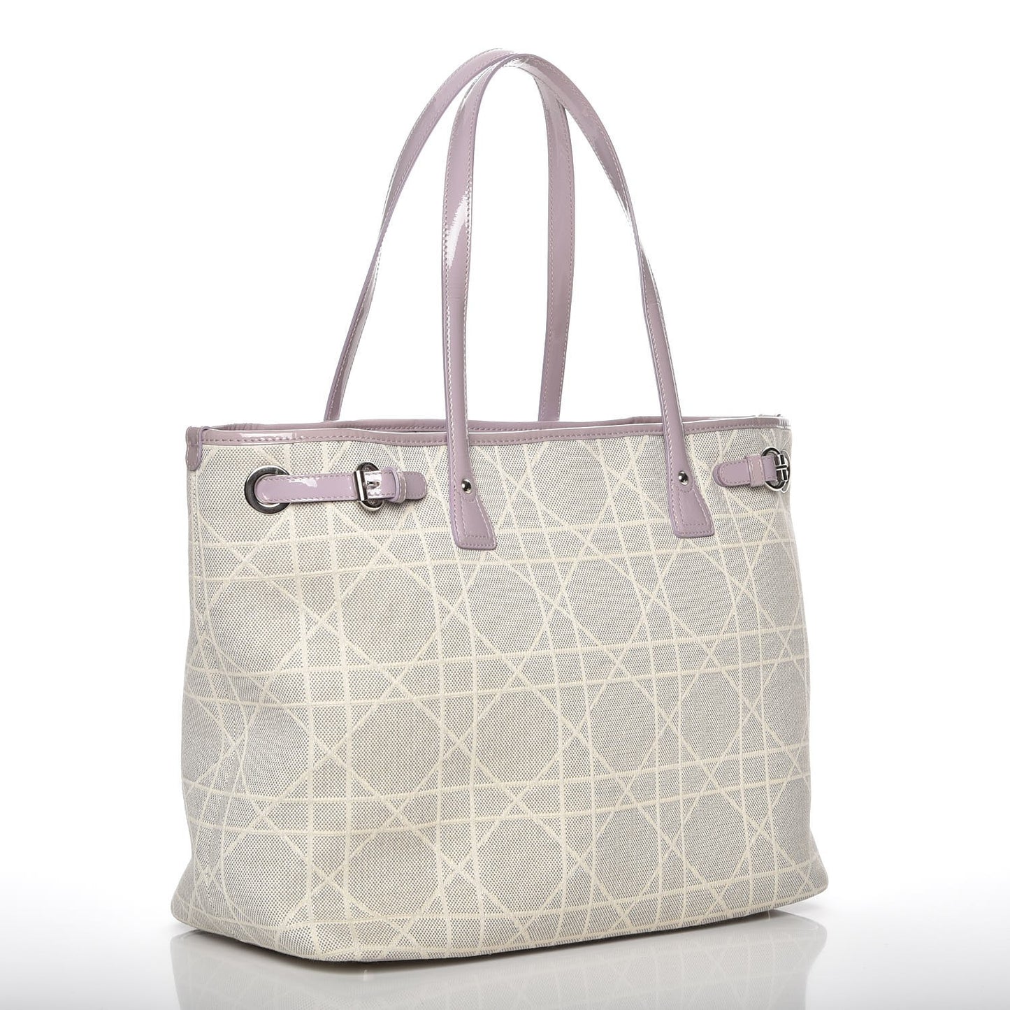 Canvas Patent Cannage Medium Panarea Tote White