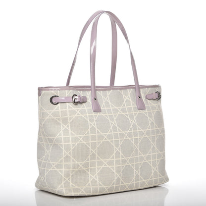 Christian Dior Canvas Patent Cannage Medium Panarea Tote White 3 of 7