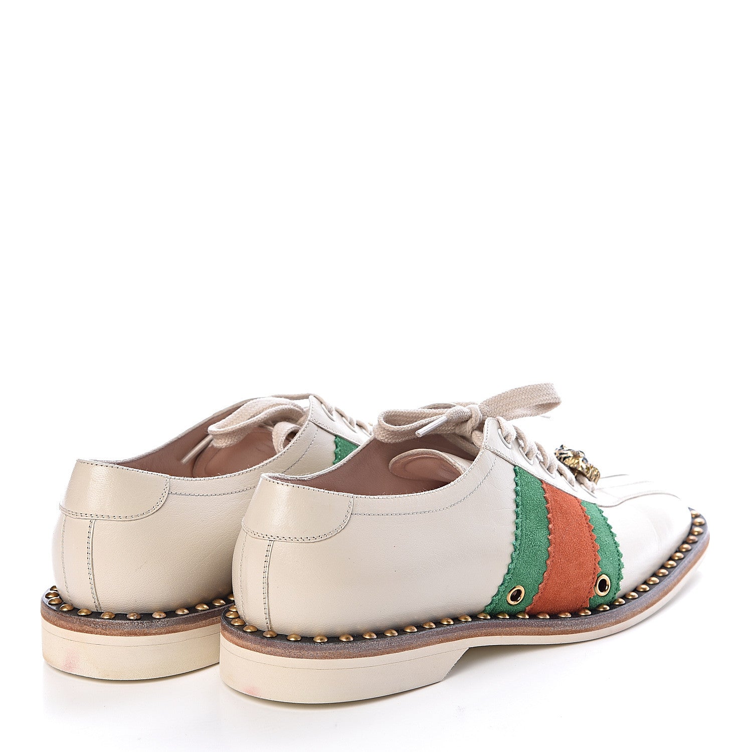 Gucci Calfskin Web Womens Lace-Up Bowling Shoe 38.5 White 4 of 7