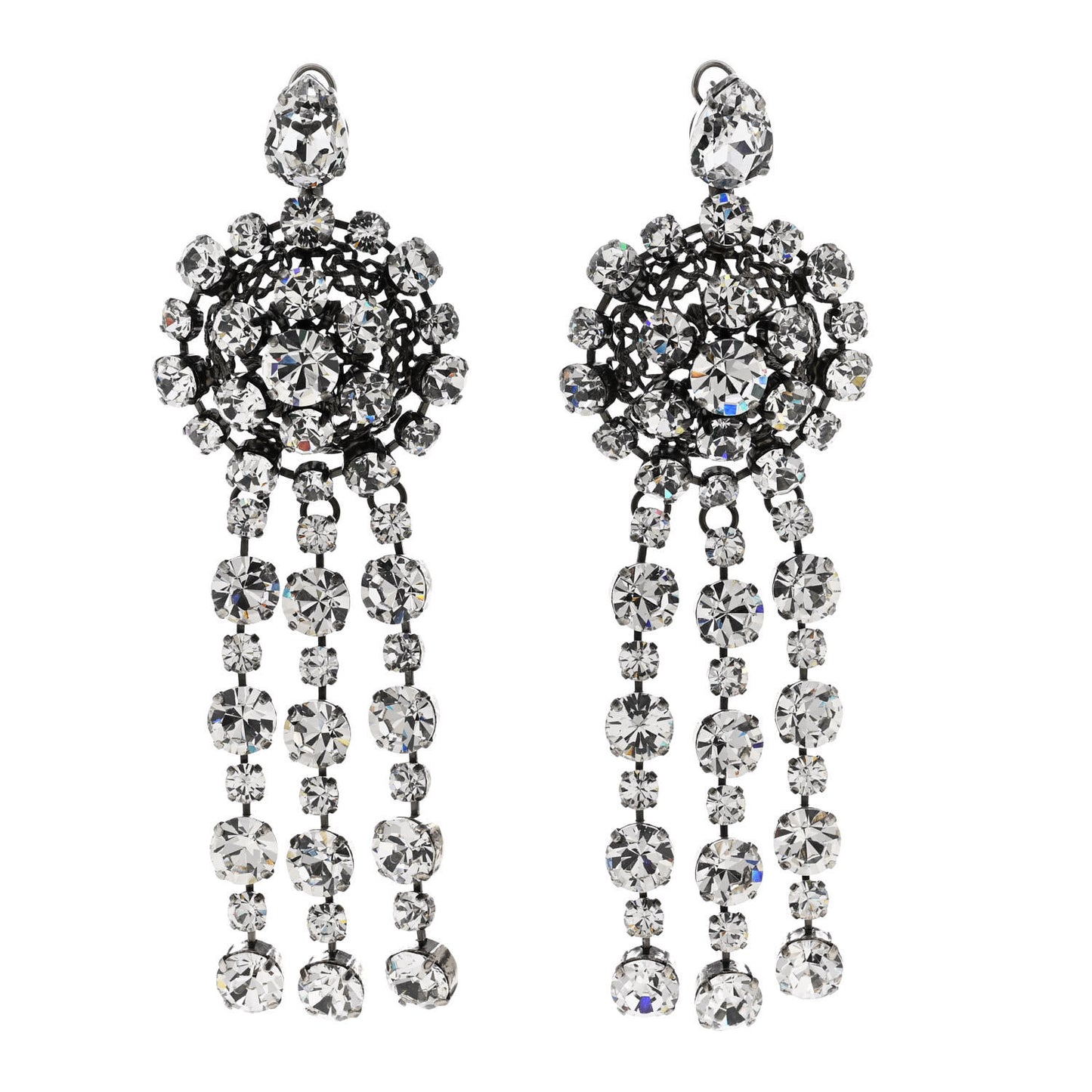 Metal Crystal Drop Earrings
