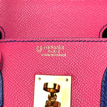 Hermes Epsom Horseshoe Birkin 30 Rose Tyrien Bleu Electrique 5 of 11