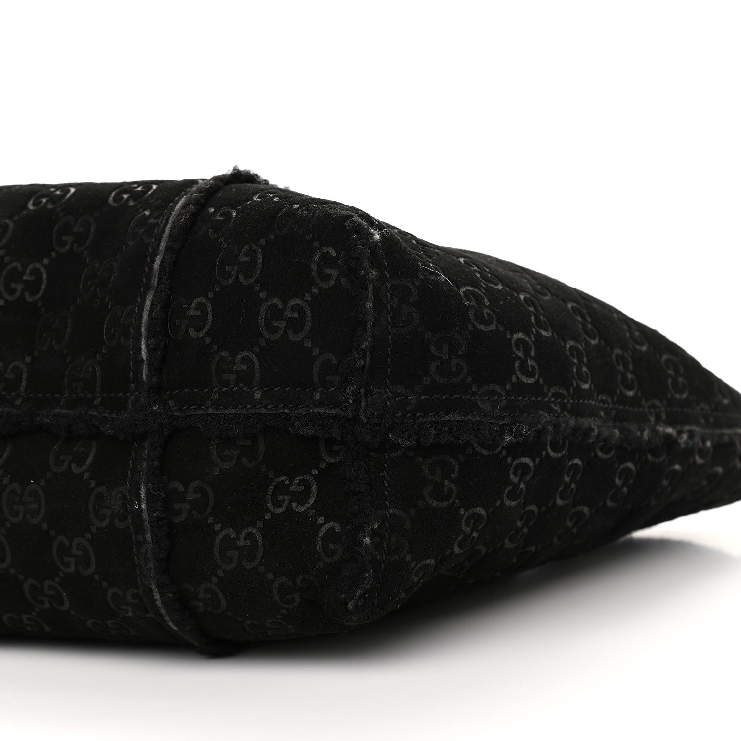 Gucci Monogram Suede Shearling Medium Jolicoeur Tote Black 10 of 10