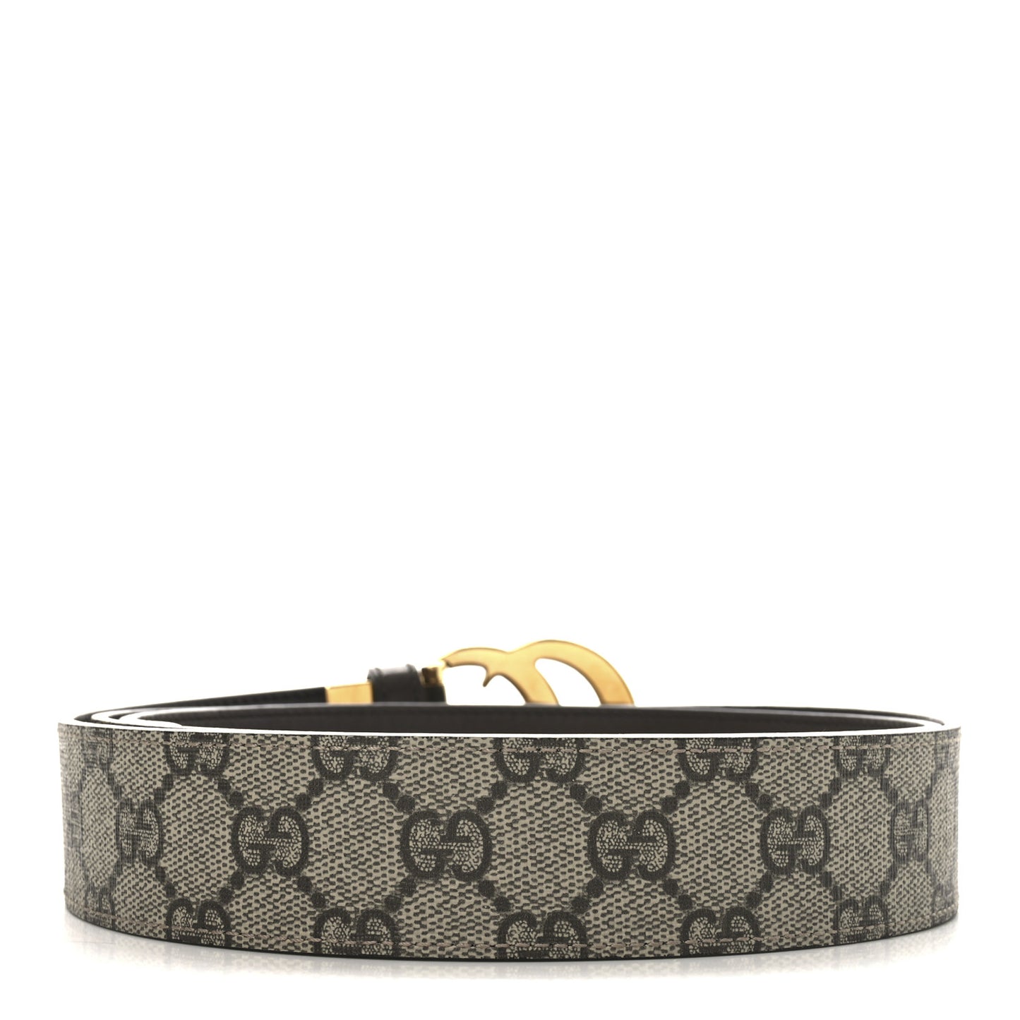 GG Supreme Monogram Plutone Calfskin Double G Reversible 37mm Belt 115 46 Beige Ebony New Acero