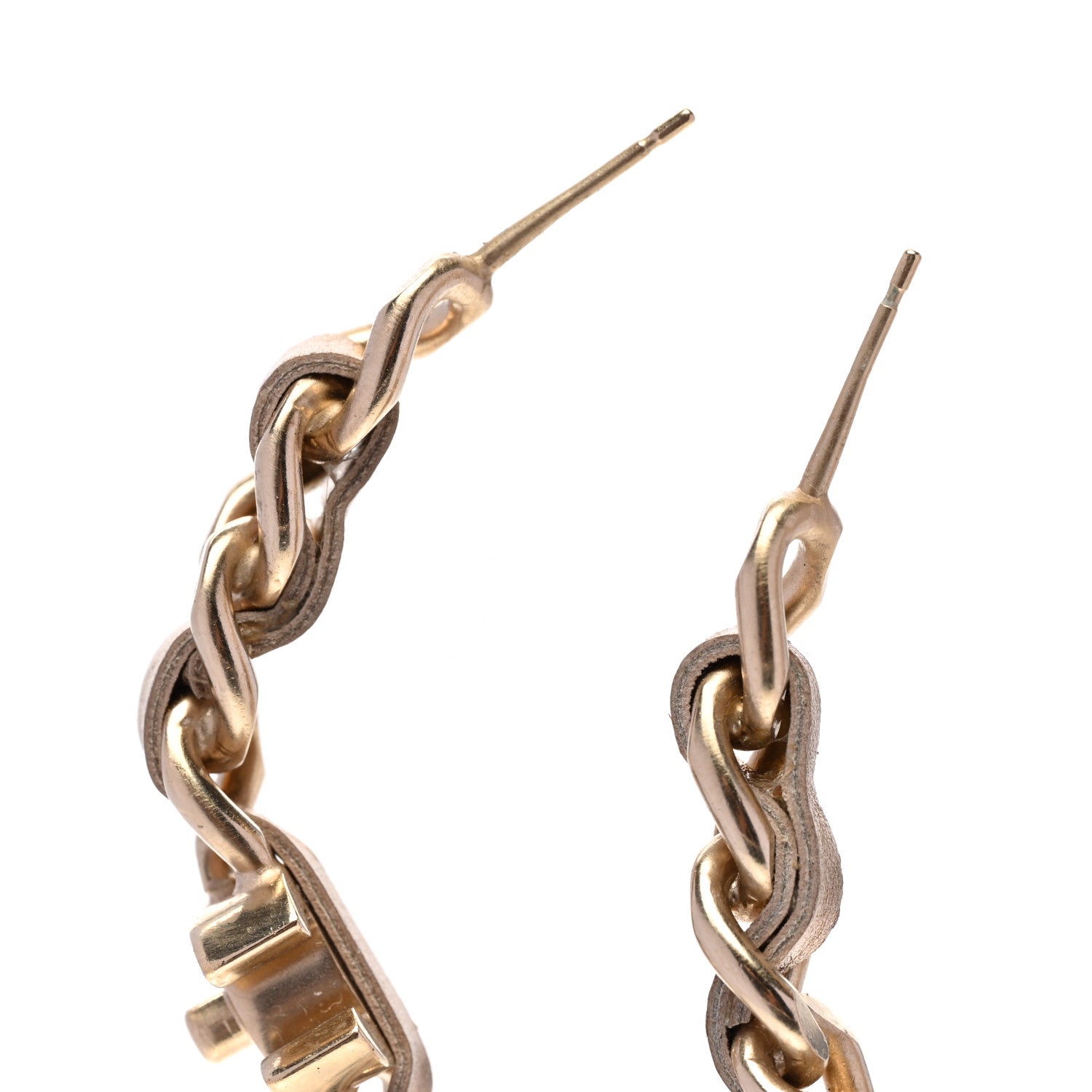 Chanel Metal Lambskin CC Turnlock Chain Hoop Earrings Matte Gold 3 of 4