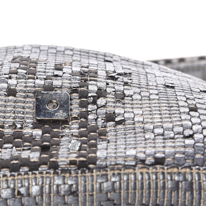 Fendi Metallic Lambskin Woven Baguette Light Grey 12 of 19