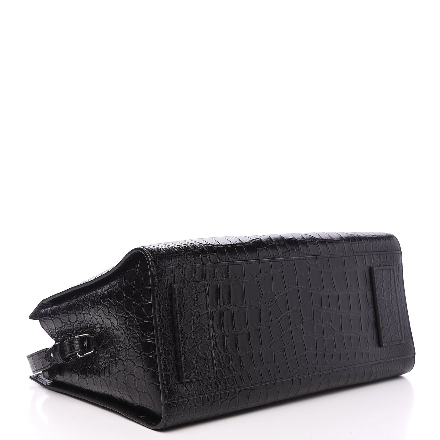 Calfskin Crocodile Embossed Large Jane Tote Bag Black