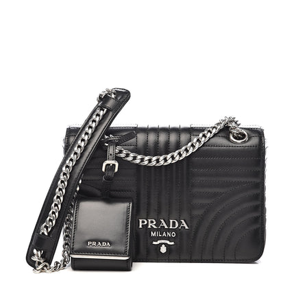Prada Soft Calf Impunture Medium Diagramme Flap Black 1 of 9