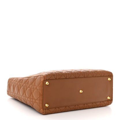 Christian Dior Lambskin Cannage Large Lady Dior Tan 4 of 15