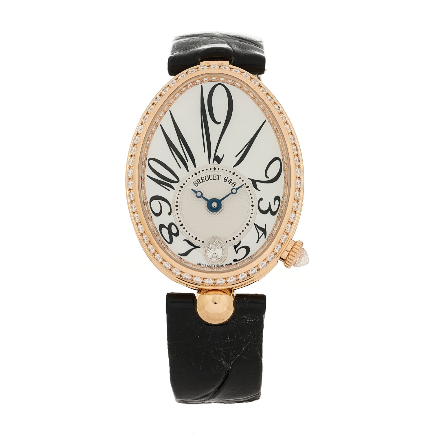 Breguet 18K Yellow Gold Alligator Diamond Bezel Mother of Pearl 28.5mm Reine de Naples Automatic Watch 8918BA/58/964/D00D3L 1 of 6