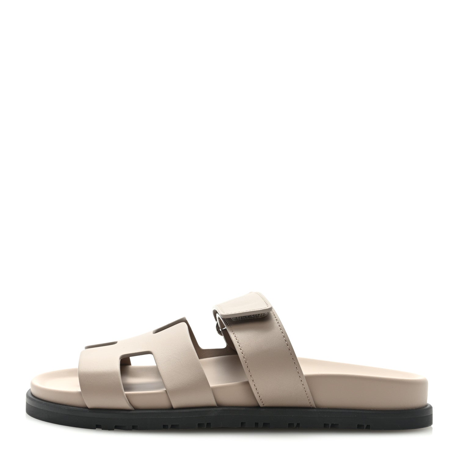 Hermes Calfskin Womens Chypre Sandals 37.5 Beige Mastic 1 of 8