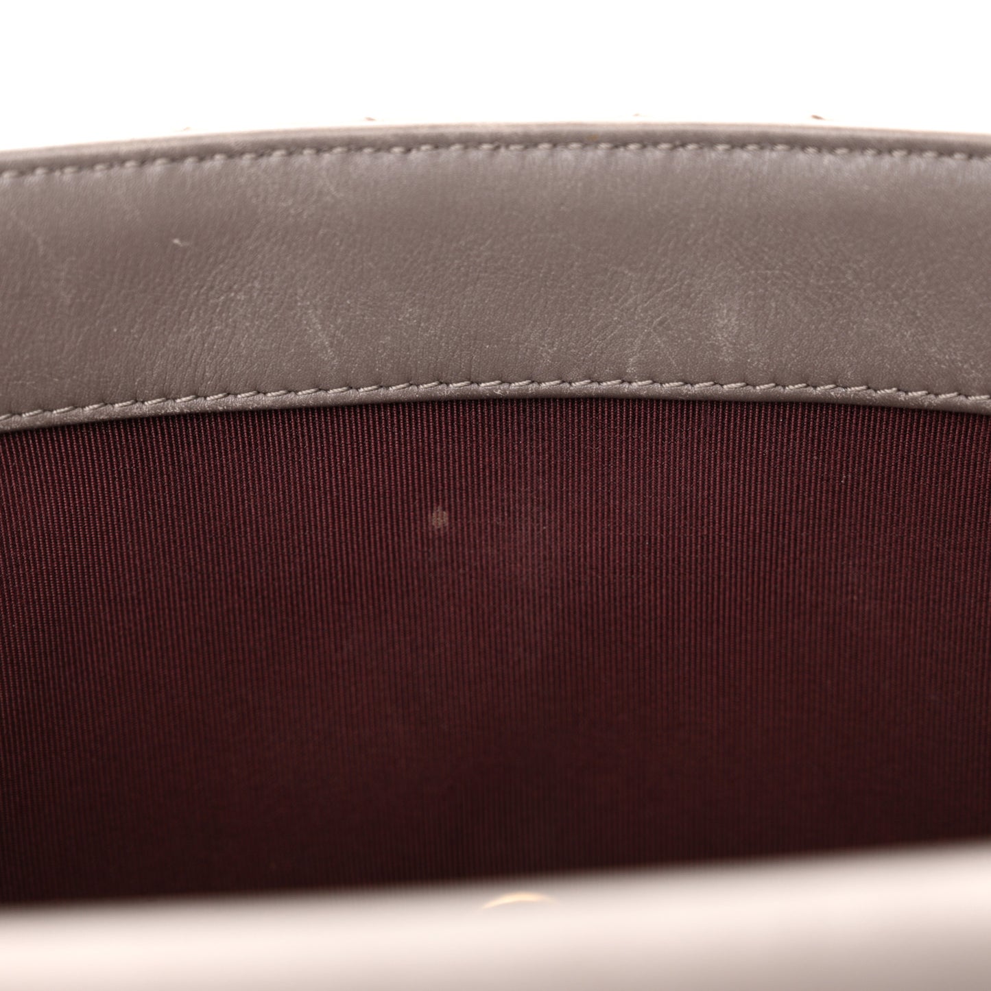 Glazed Calfskin Quilted Medium Gold Bar Top Handle Flap Dark Grey