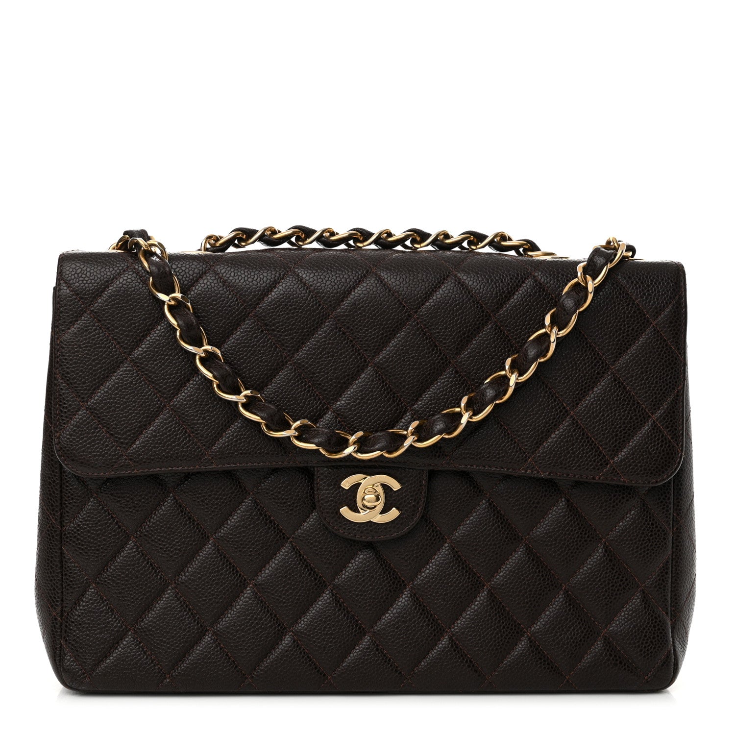 Chanel Caviar Quilted Jumbo Single Flap Brown 1 of 18