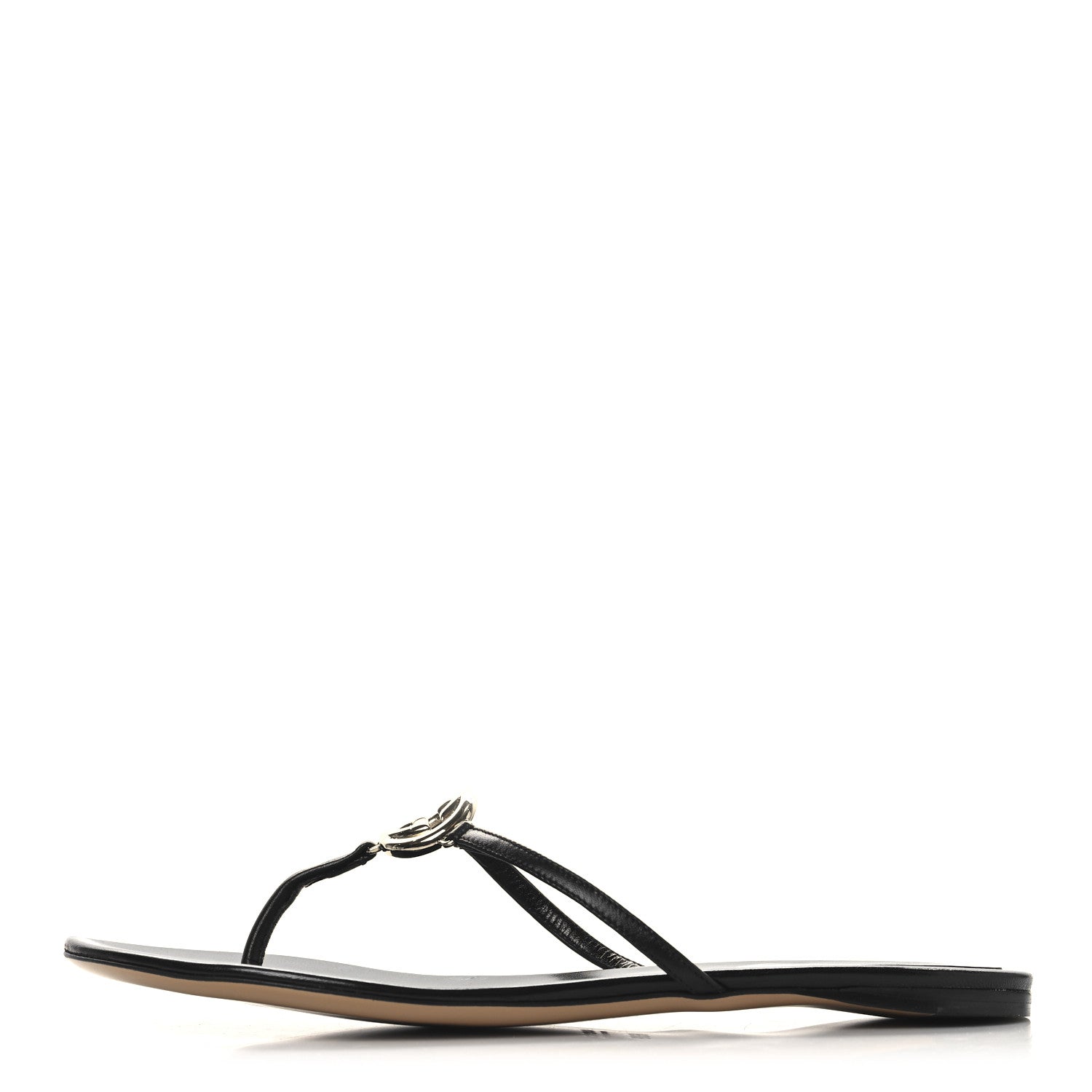 Gucci Lifford Calfskin Interlocking G Thong Sandals 36.5 Black 1 of 9