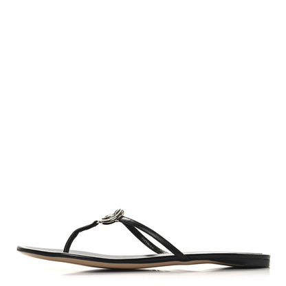 Gucci Lifford Calfskin Interlocking G Thong Sandals 36.5 Black 1 of 9