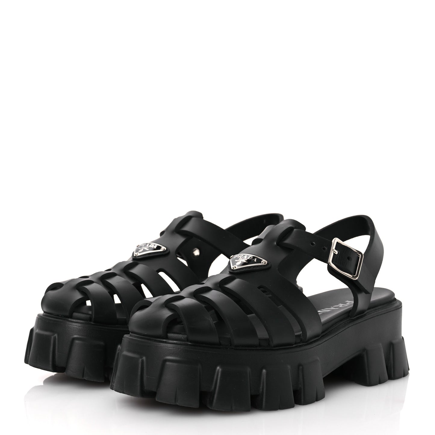 Foam Rubber Triangle Logo Monolith 55mm Cage Sandals 40 Black