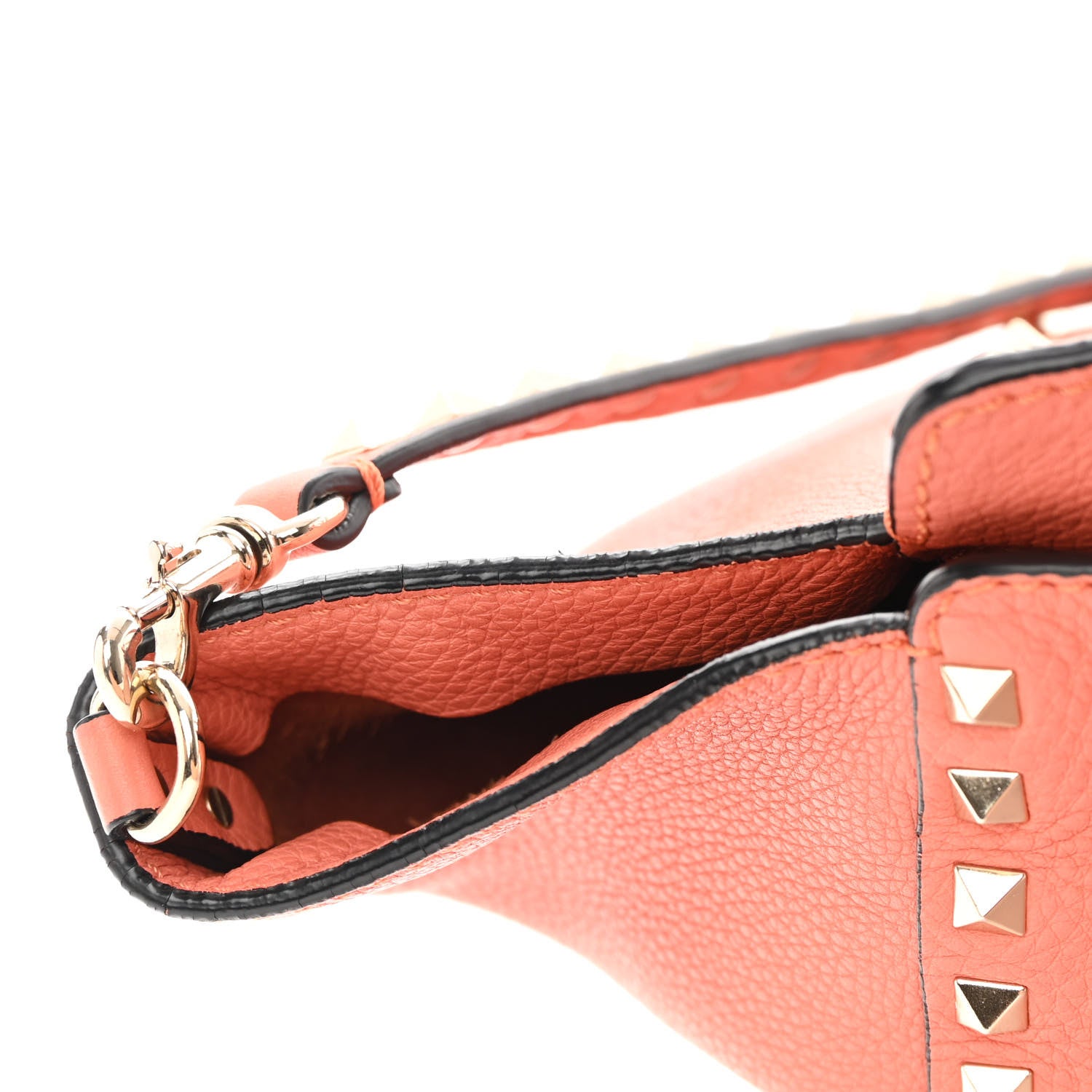 Valentino Garavani Pebbled Calfskin Medium Rockstud Tote Coral 18 of 20