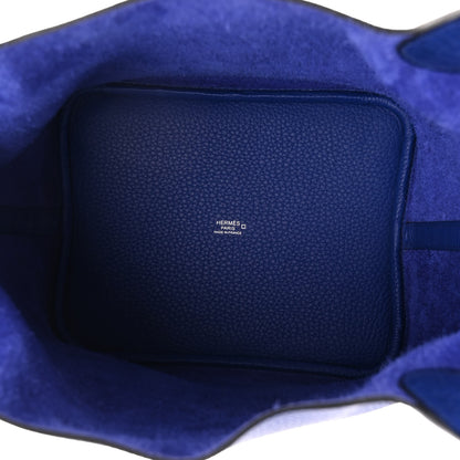 Hermes Taurillon Clemence Matte Alligator Picotin Lock Touch 22 MM Bleu Electrique 5 of 10