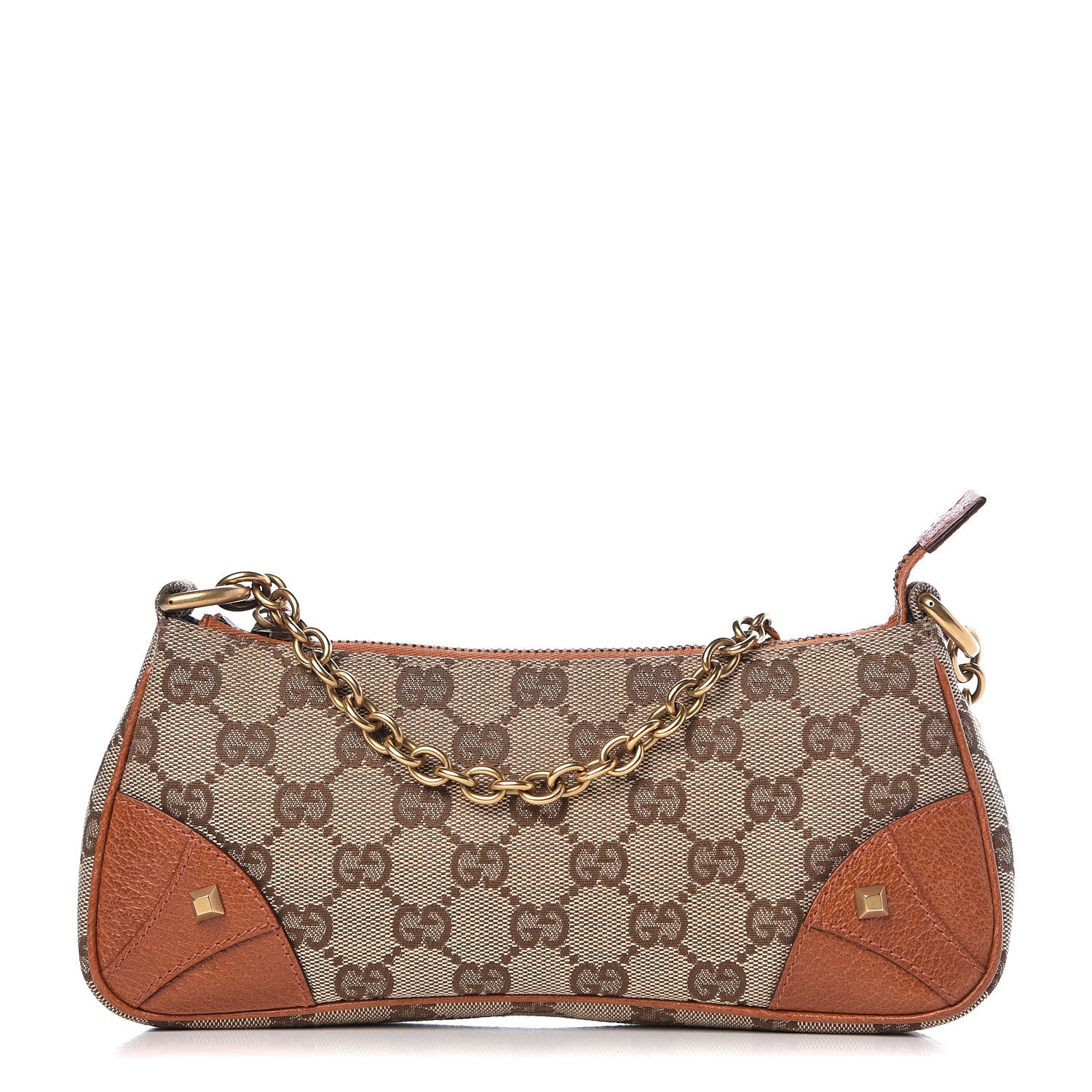 Gucci Monogram Horsebit Nail Chain Pochette Orange 1 of 10