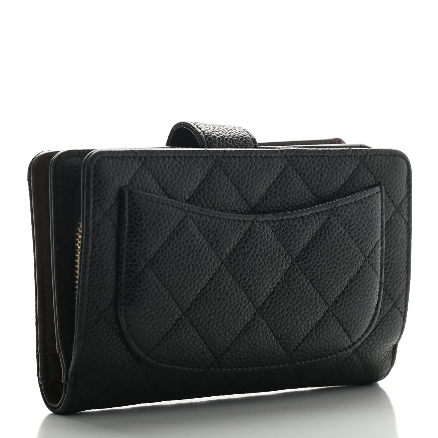 Caviar Quilted Zipped Pocket Wallet Black